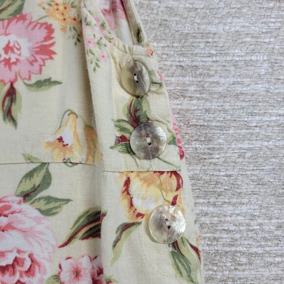 VTG White Stag Floral Linen Blend Dress Womens XL 16/18 Side Button Maxi Casual - Picture 10 of 15